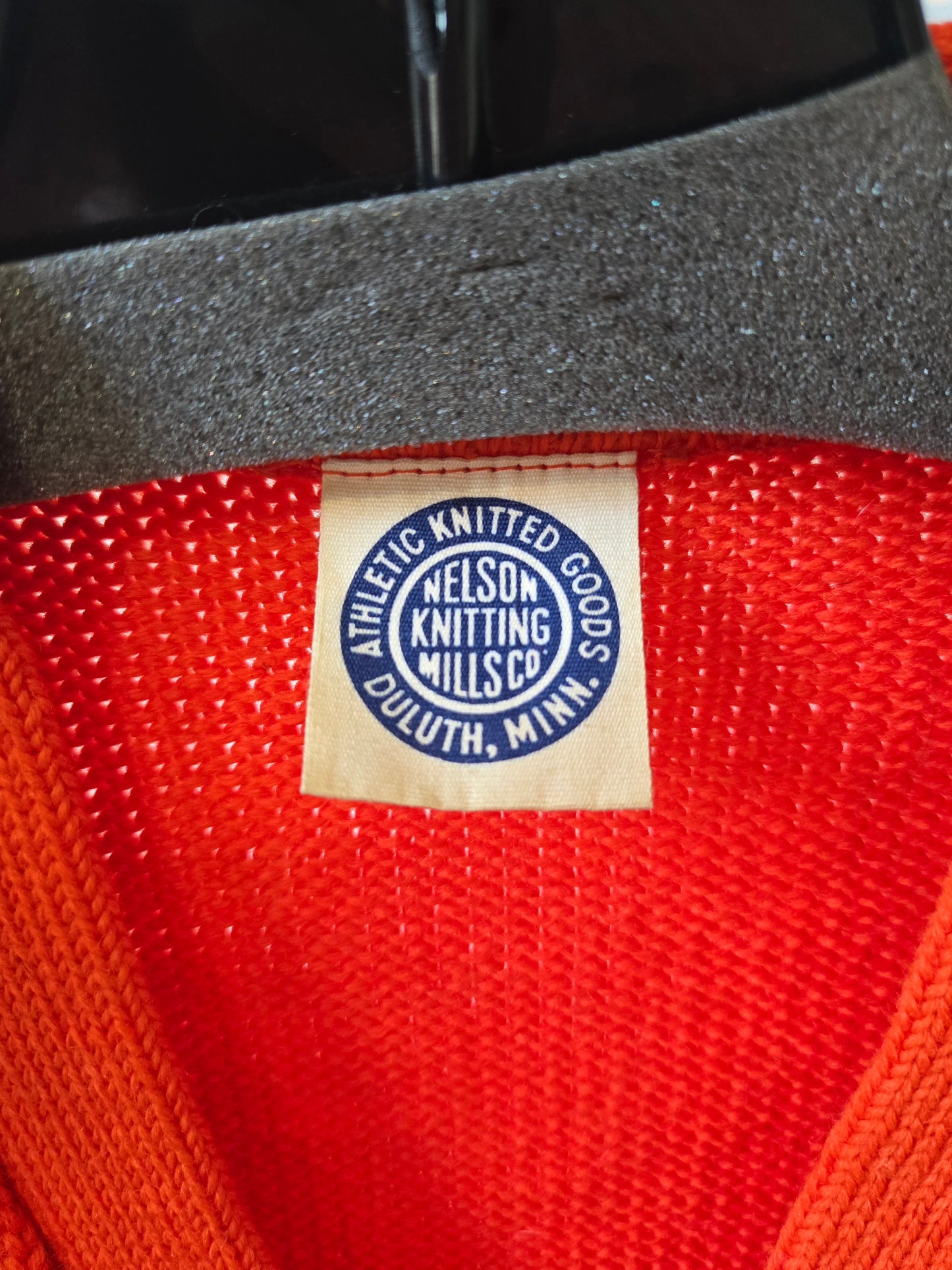 1950s/60s Orange V-Neck Letterman Sweater