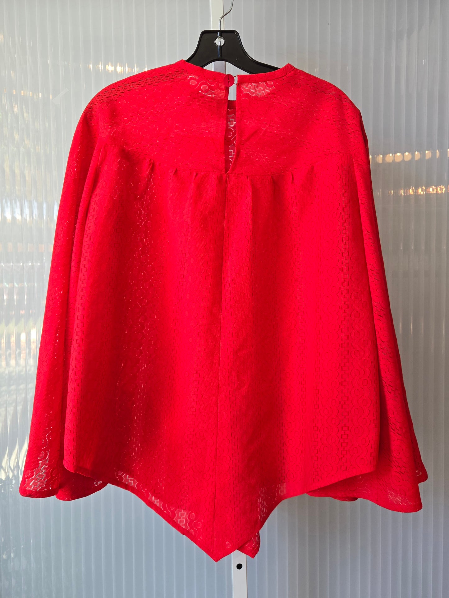 1970s Billowing Gathered Bright Red Lace Blouse & Pants Set
