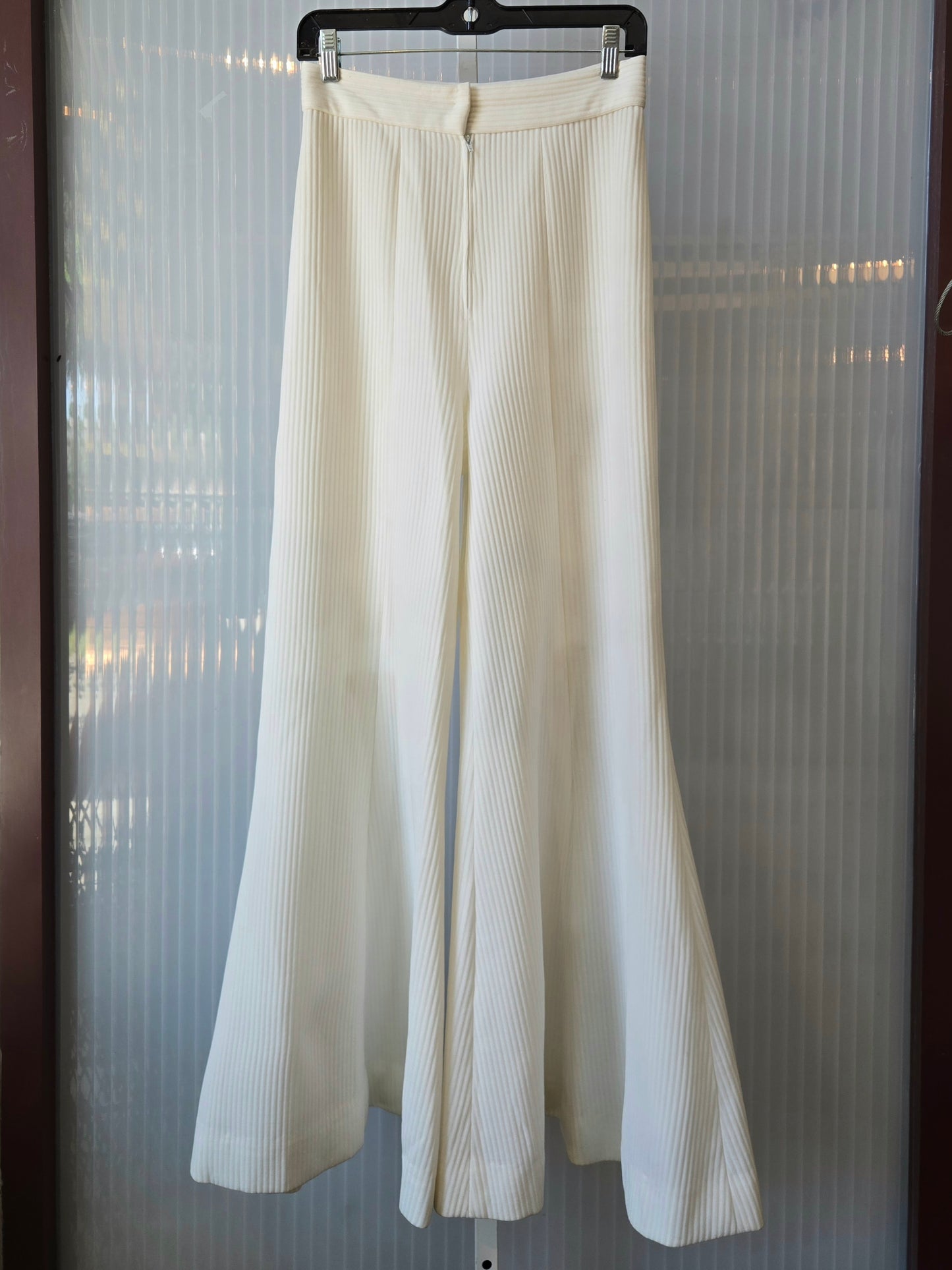 1970s White Ribbed Vest & Bellbottom Pants Set