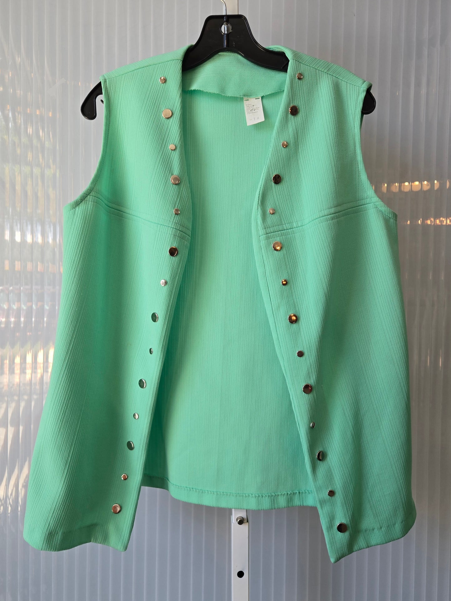 1970s Mint Green Vest & Pants Set w/ Silver Studs
