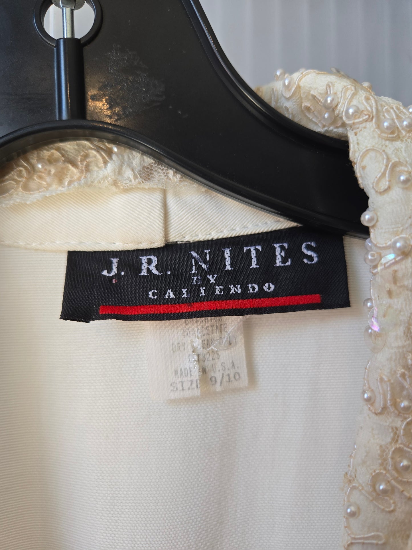 1980s Ivory Jumpsuit w/ Beaded Oversized Lapel