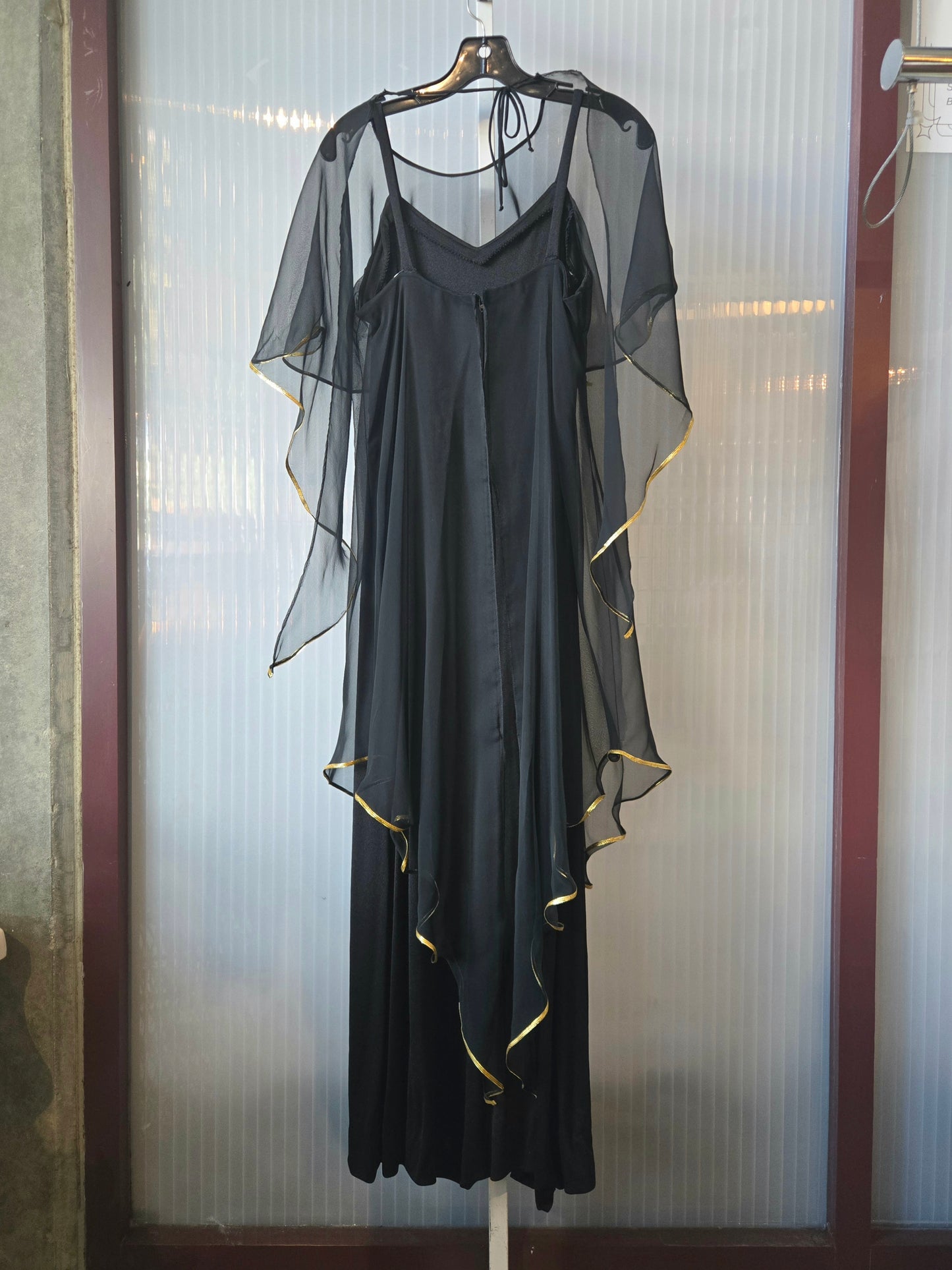 1970s Union-made Black Cocktail Dress with Gold Accents