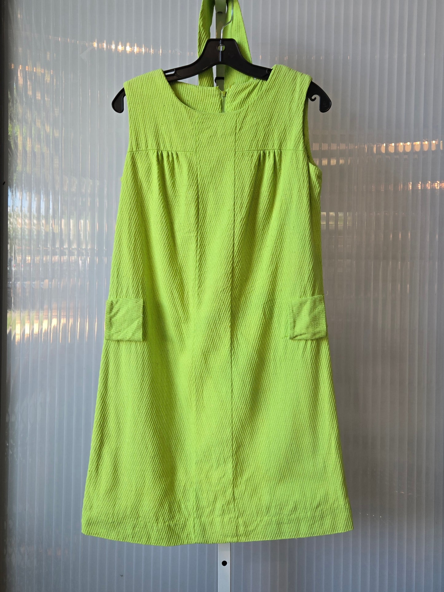 1960s Lime Green Textured Shift Dress