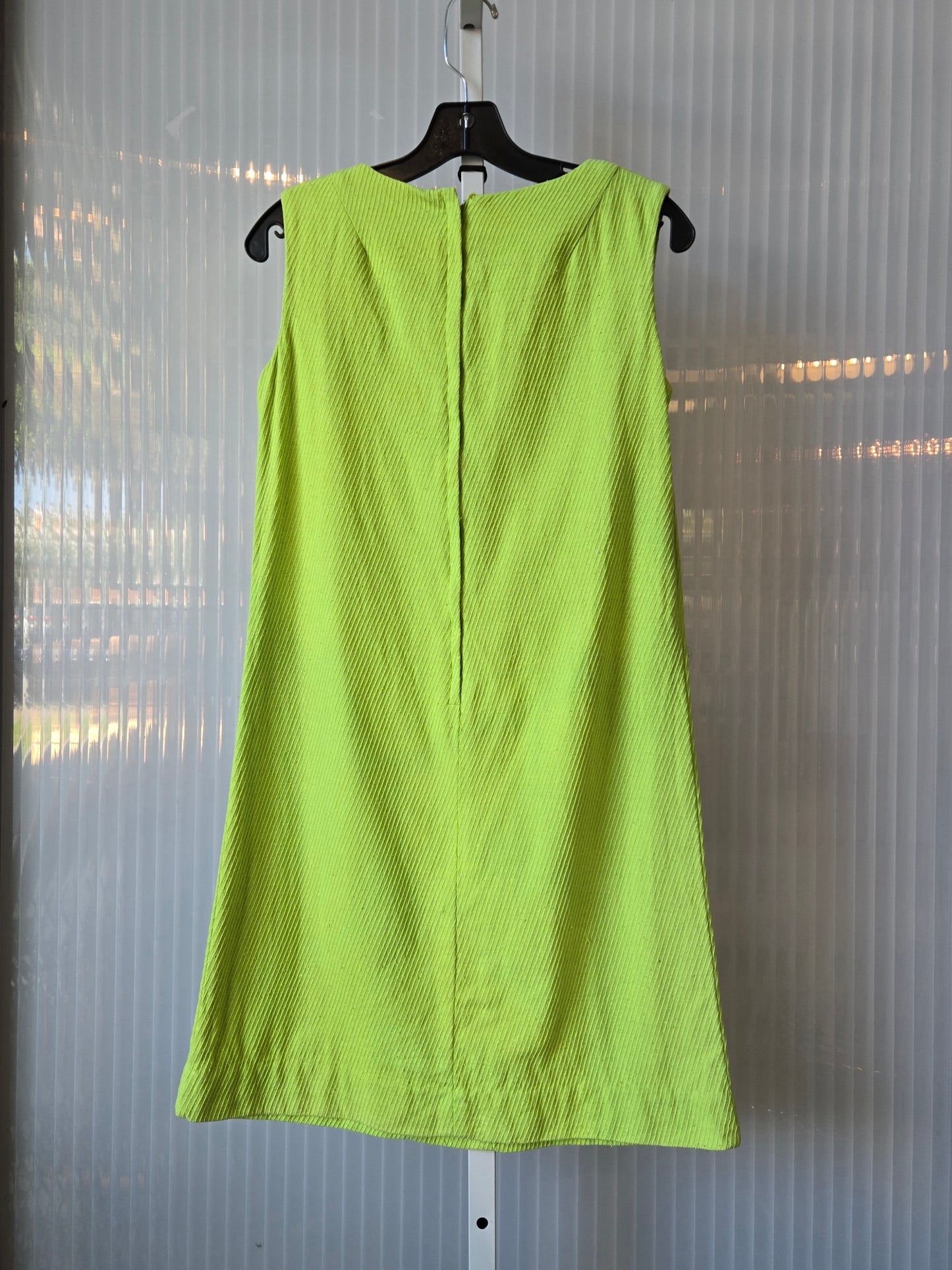 1960s Lime Green Textured Shift Dress