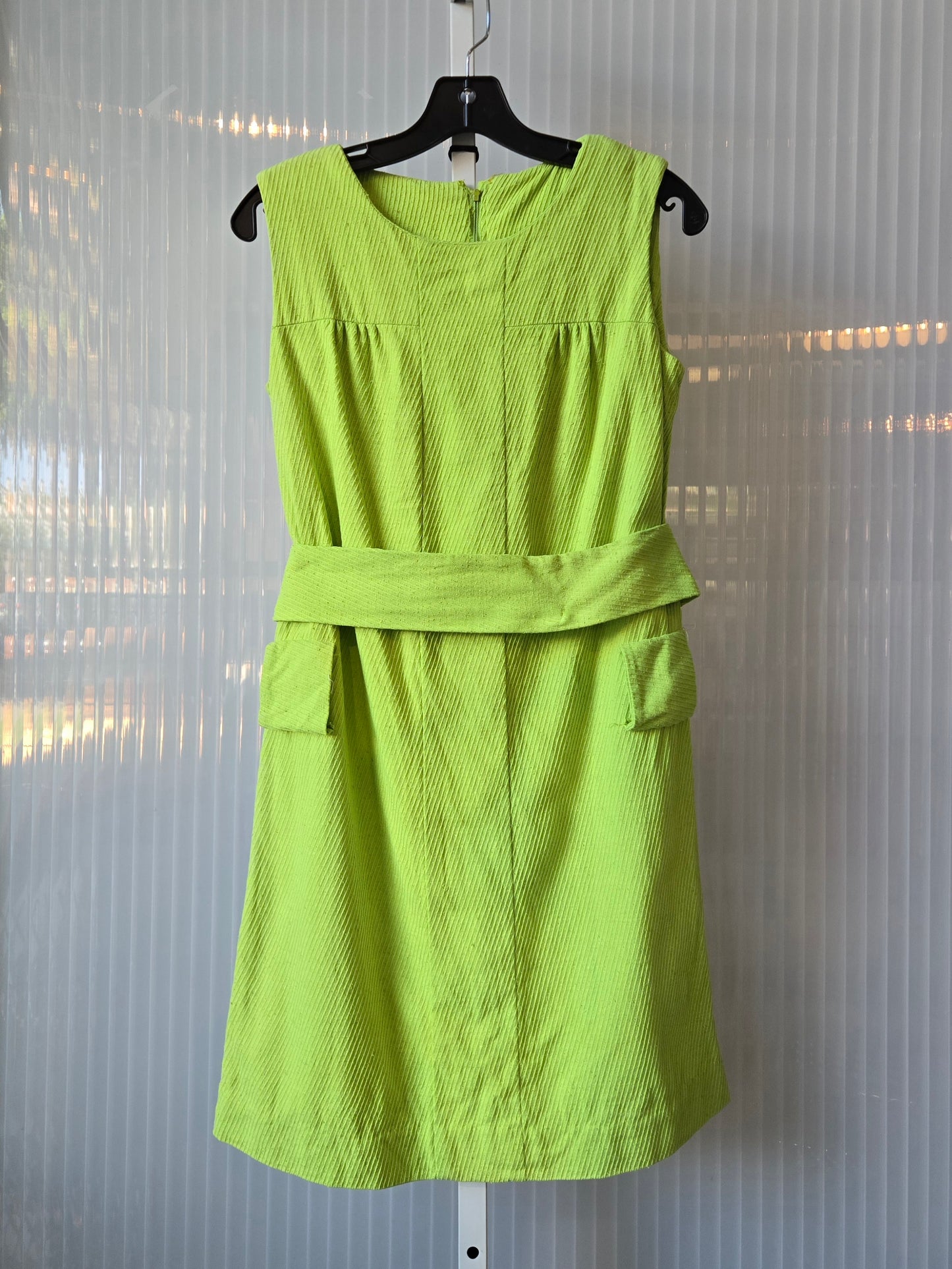 1960s Lime Green Textured Shift Dress