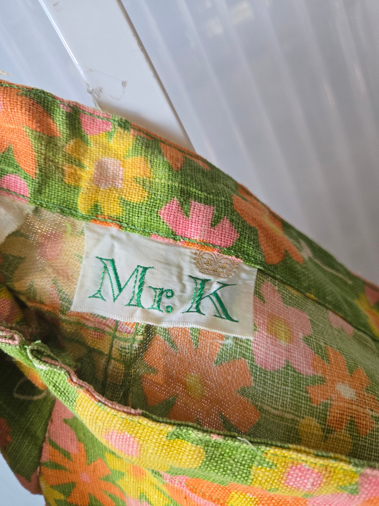 1970s Green Flower Power Pants