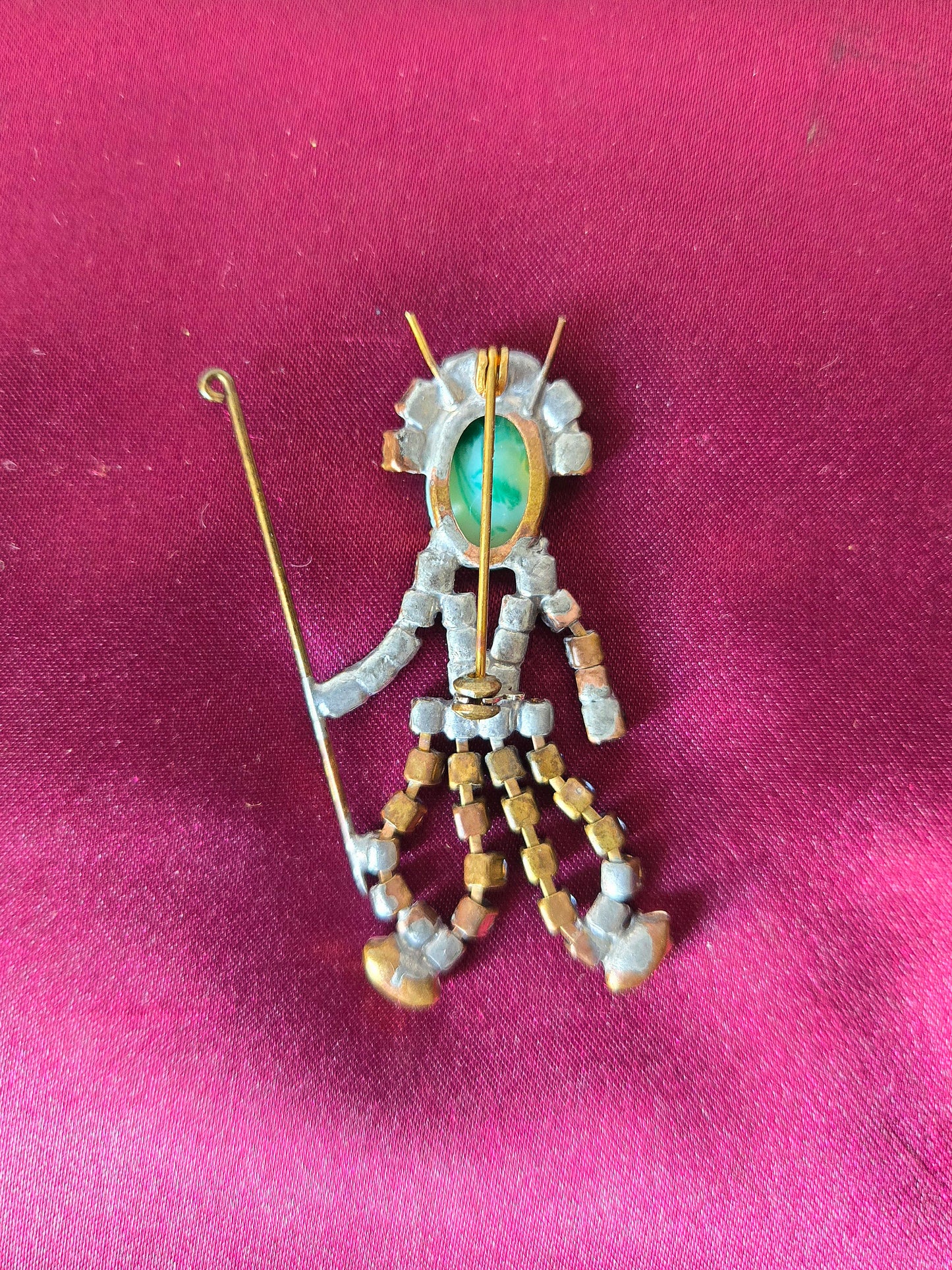1950s Multicolor Rhinestone Man Brooch