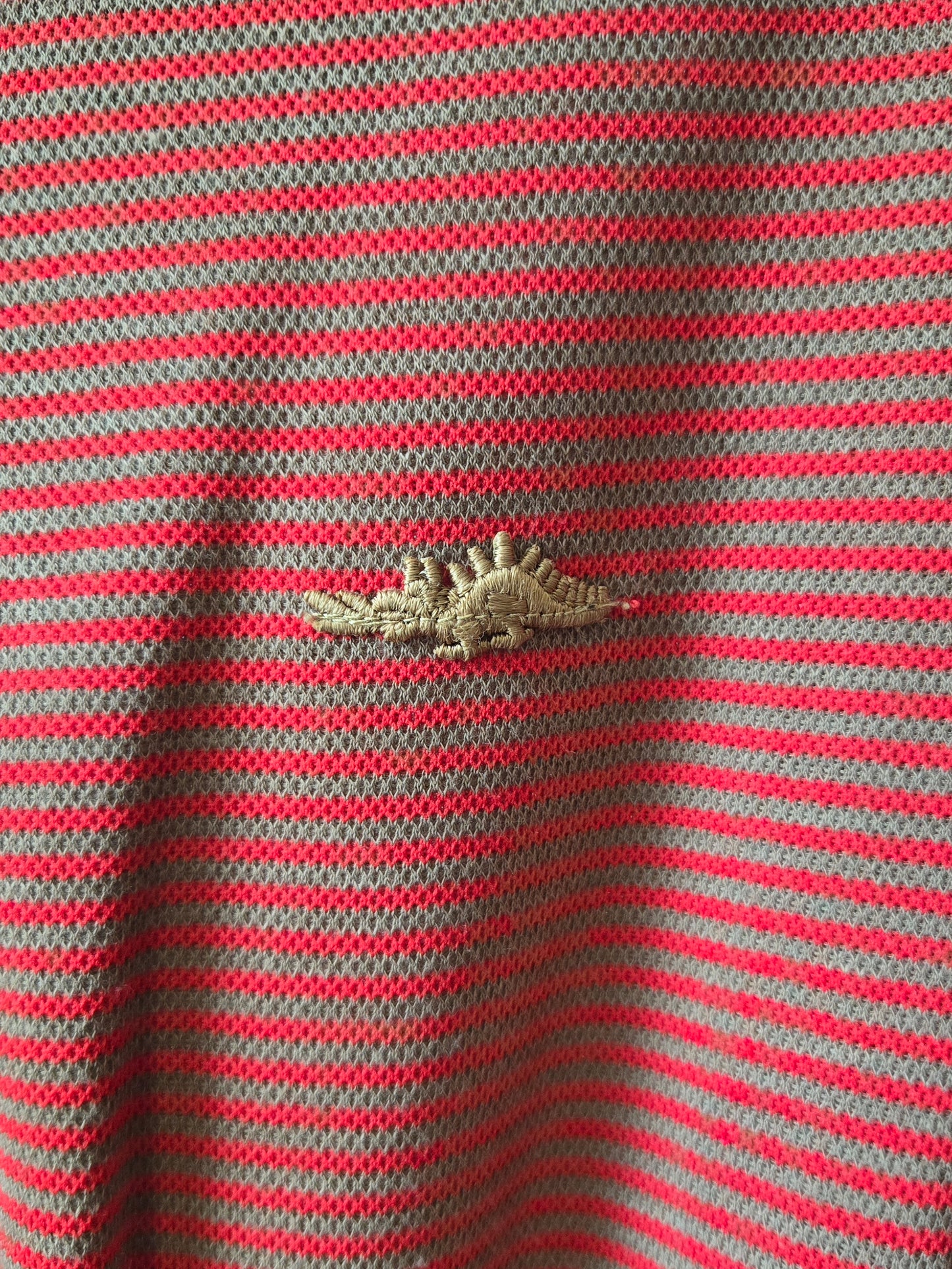 1970s Red Taupe Stripe Polo Dress