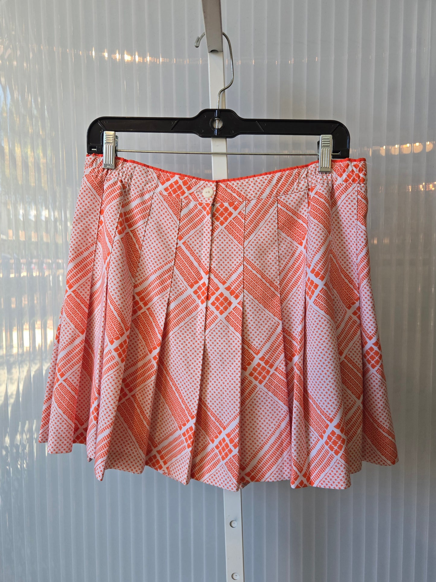 1990s Orange White Pleated Golf Skirt