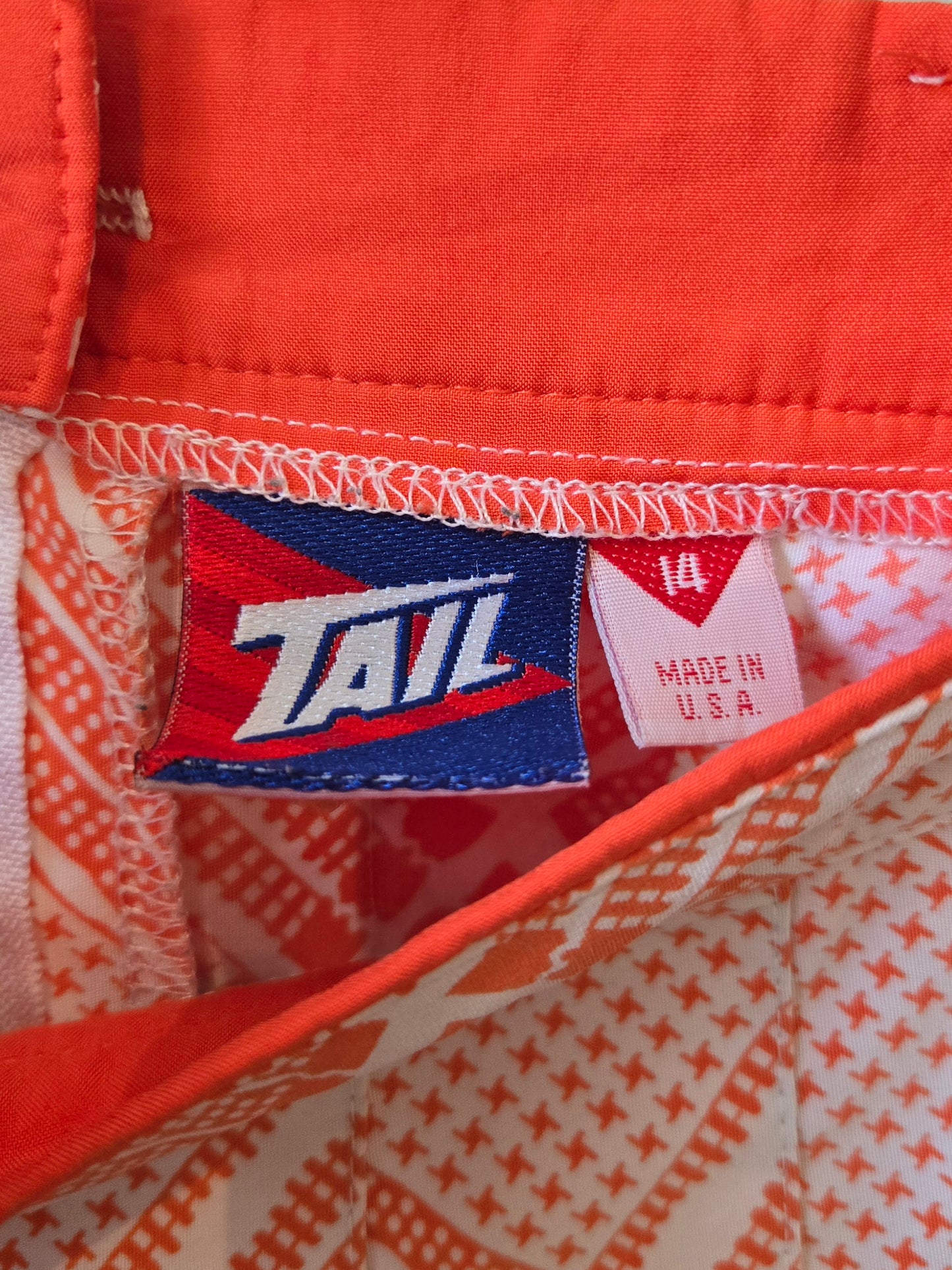 1990s Orange White Pleated Golf Skirt