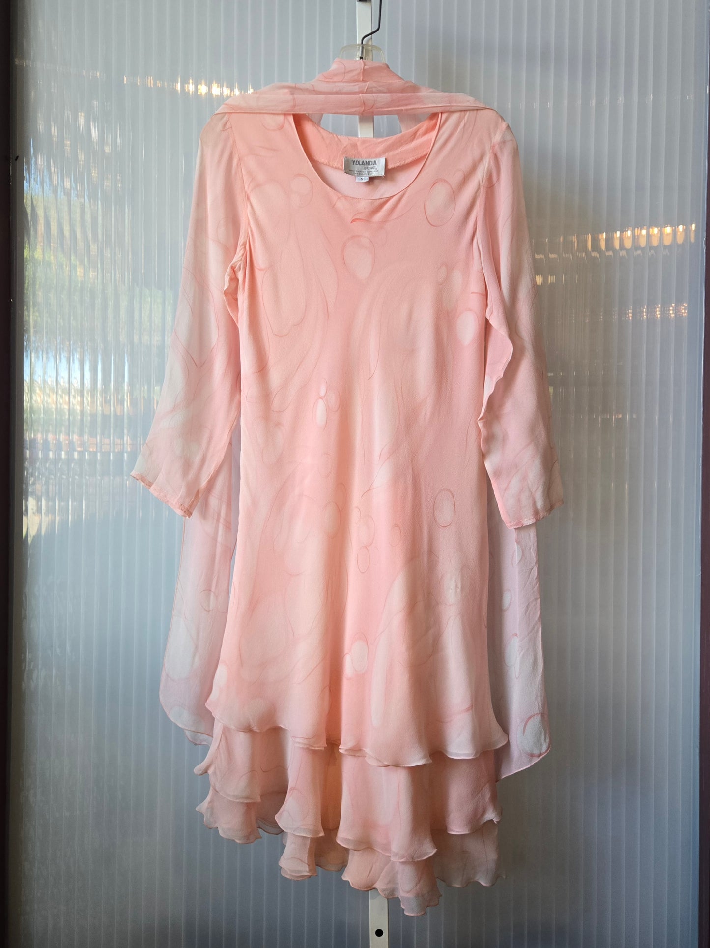 1980s Yolanda Lorente Pink Silk Dress