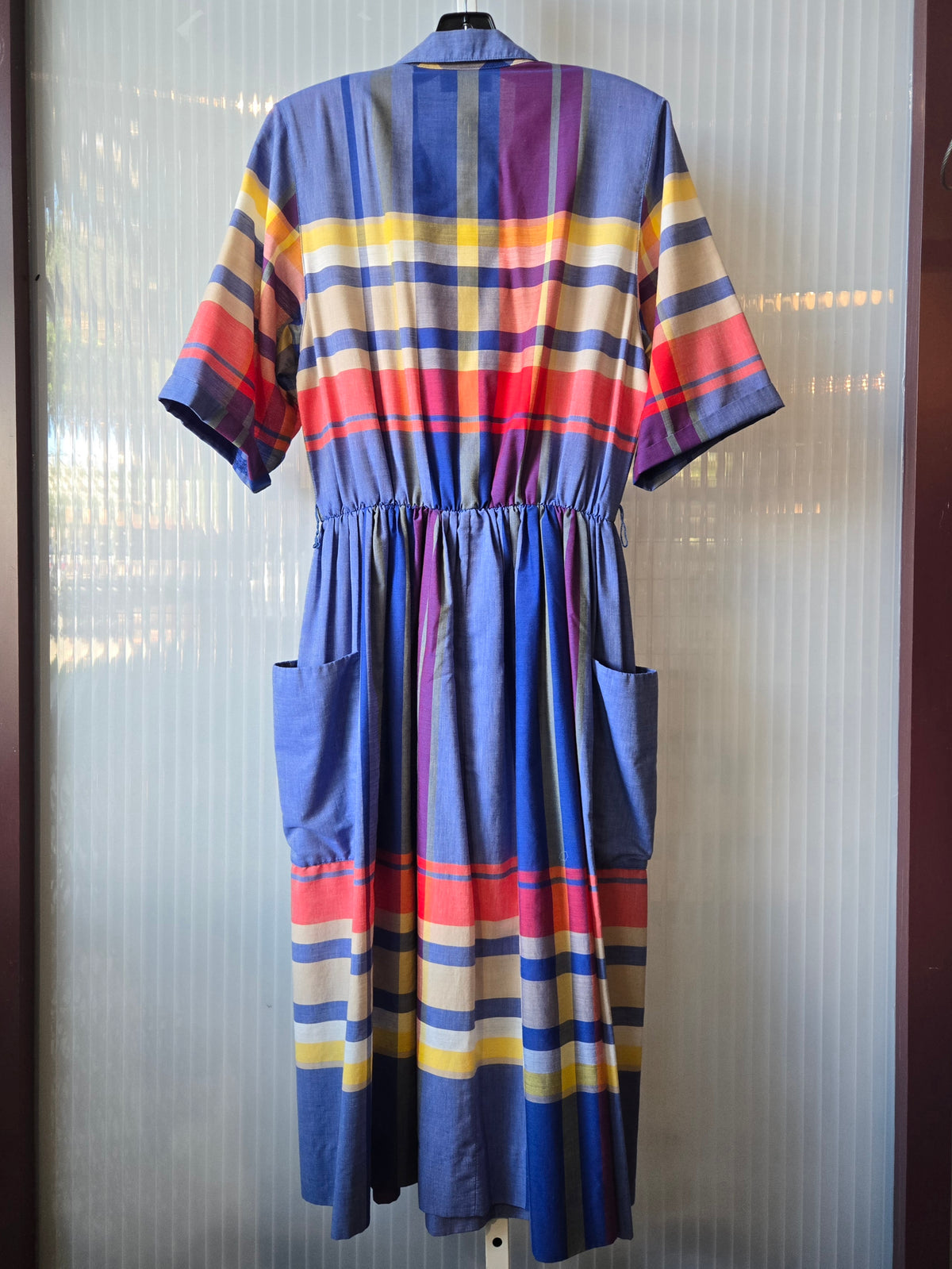 1980s Multicolor Plaid Shirtwaist Dress