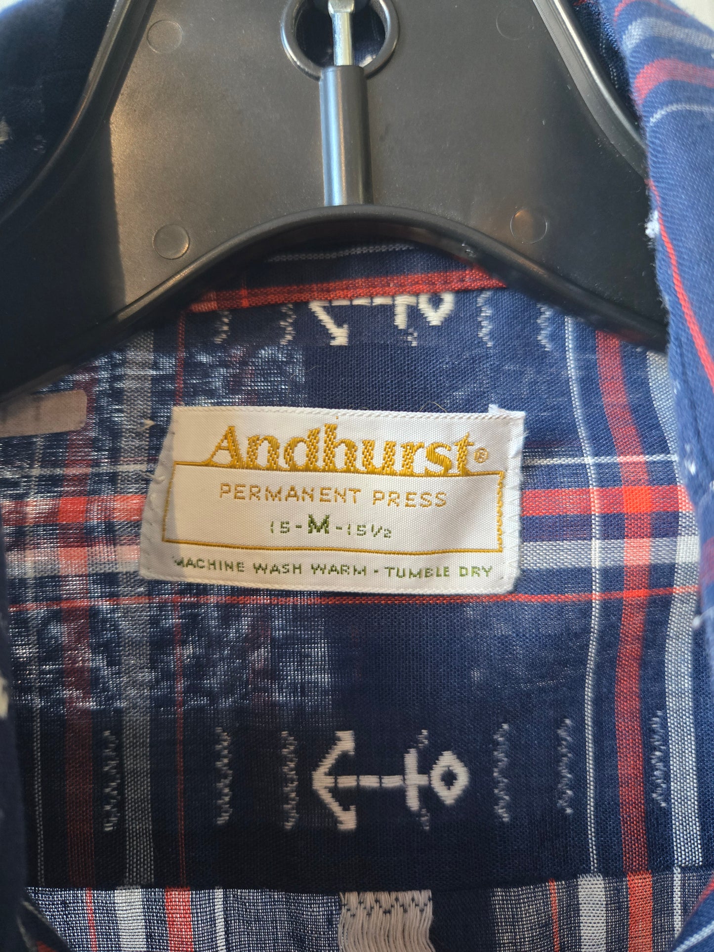 1970s Anchor Blue Plaid Button Up Shirt