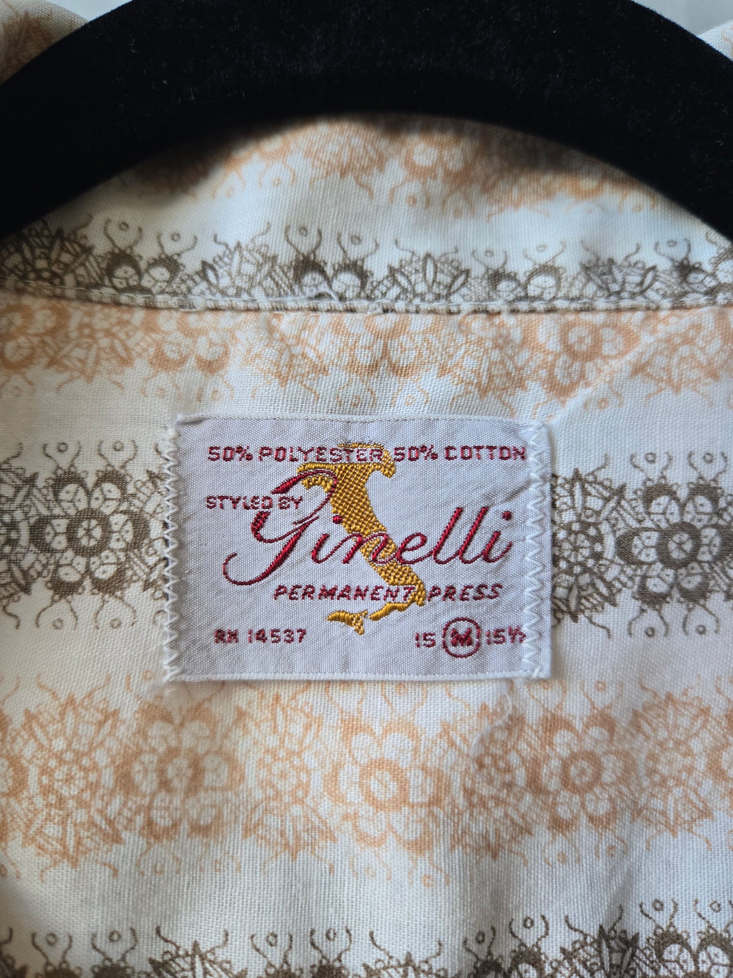 1970s Brown and Tan Floral Point Collar Button up