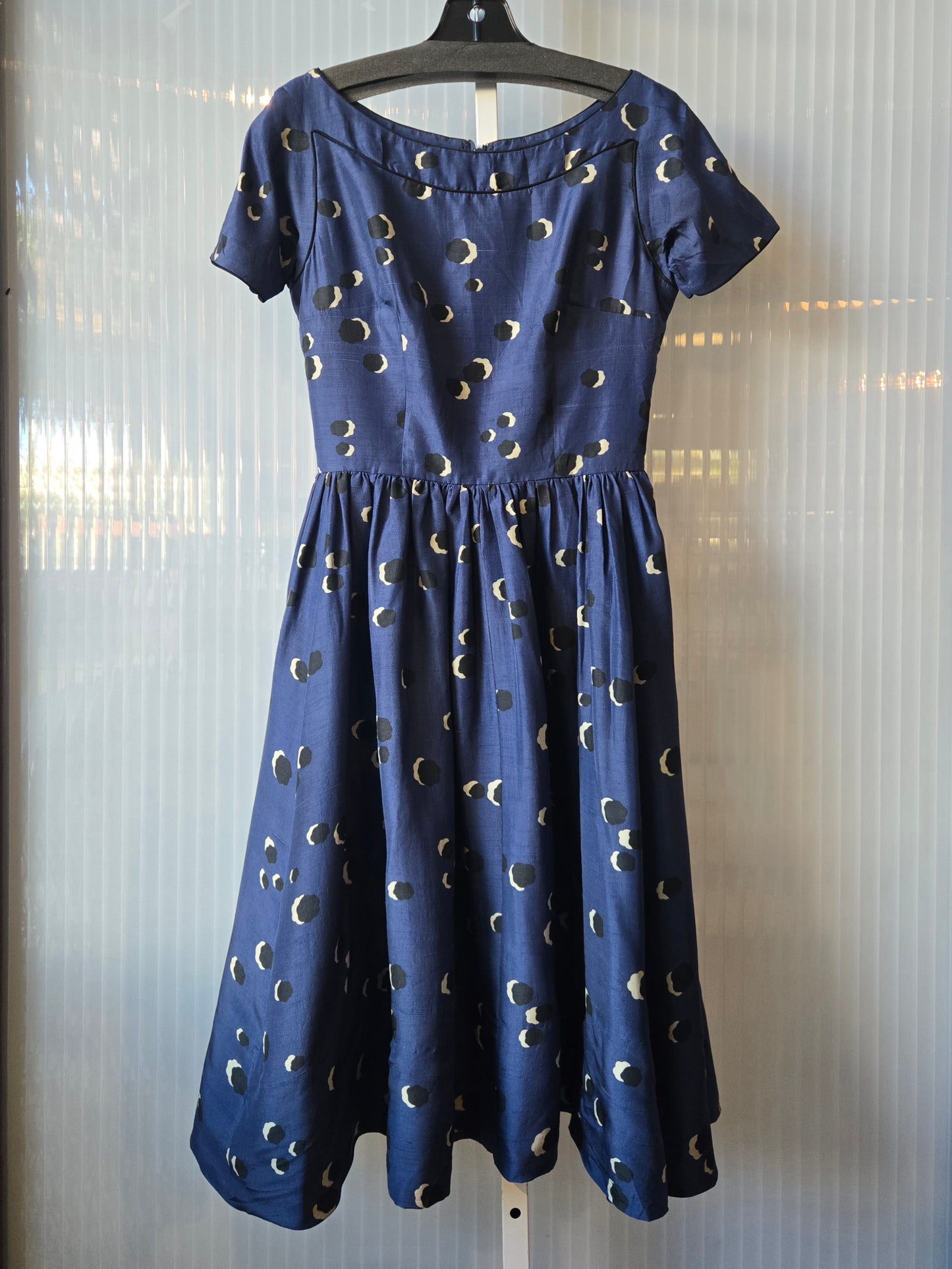 1950s Blue Boatneck Fit and Flare Dress