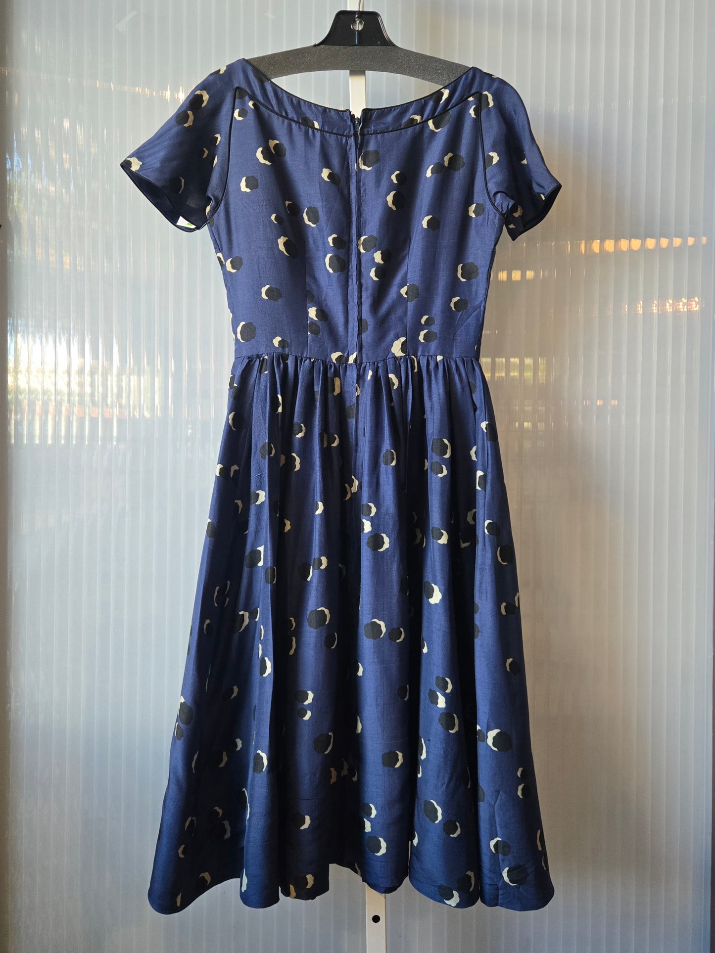 1950s Blue Boatneck Fit and Flare Dress