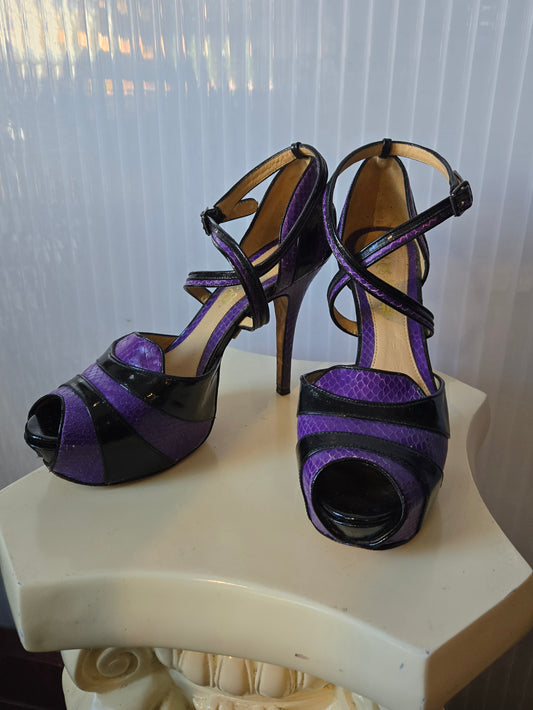 Y2K L.A.M.B Gwen Stefani Black Purple Platform Heels