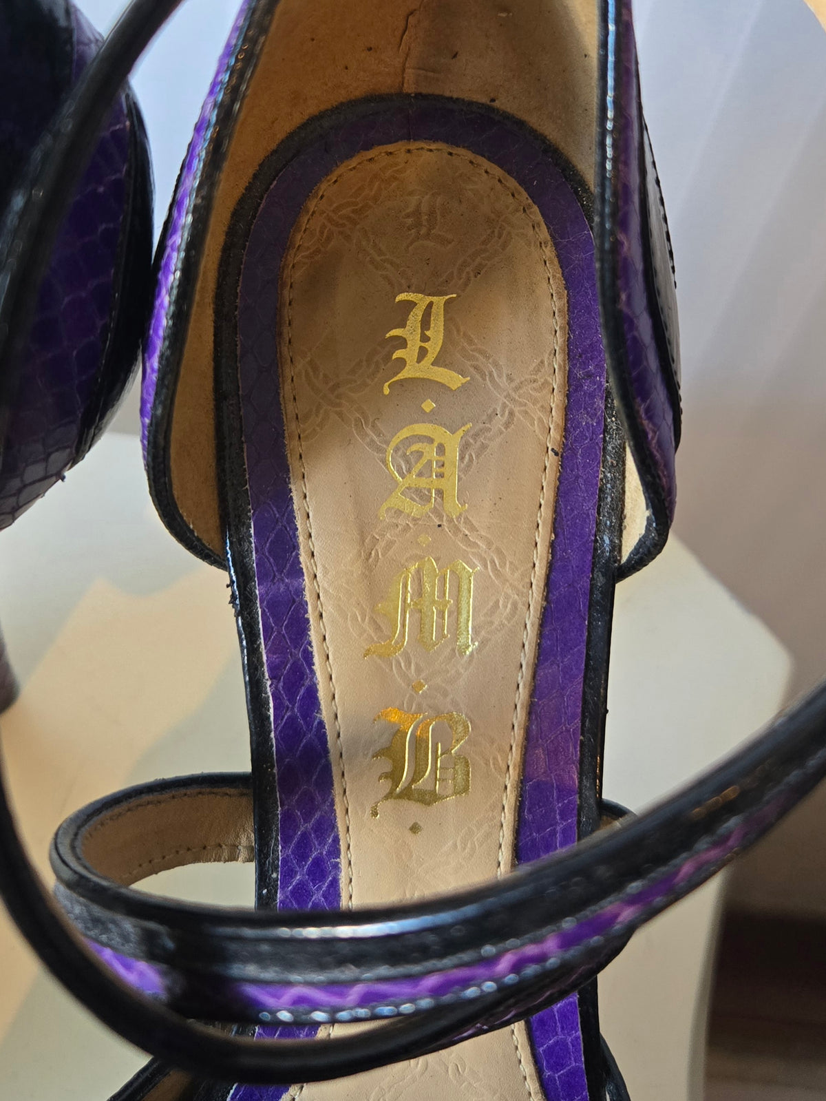 Y2K L.A.M.B Gwen Stefani Black Purple Platform Heels