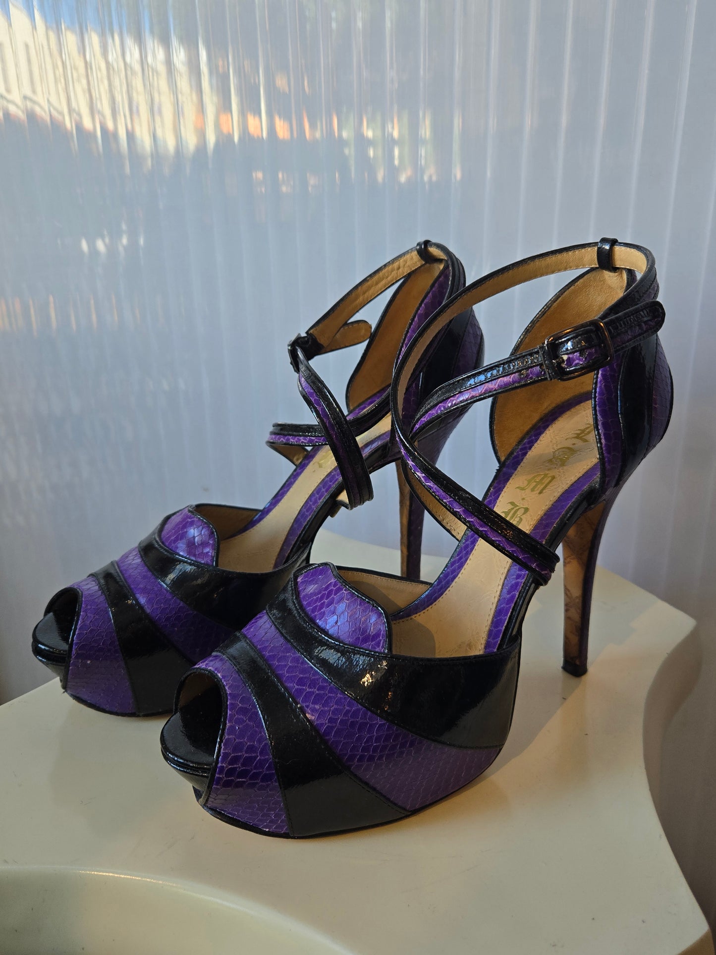Y2K L.A.M.B Gwen Stefani Black Purple Platform Heels