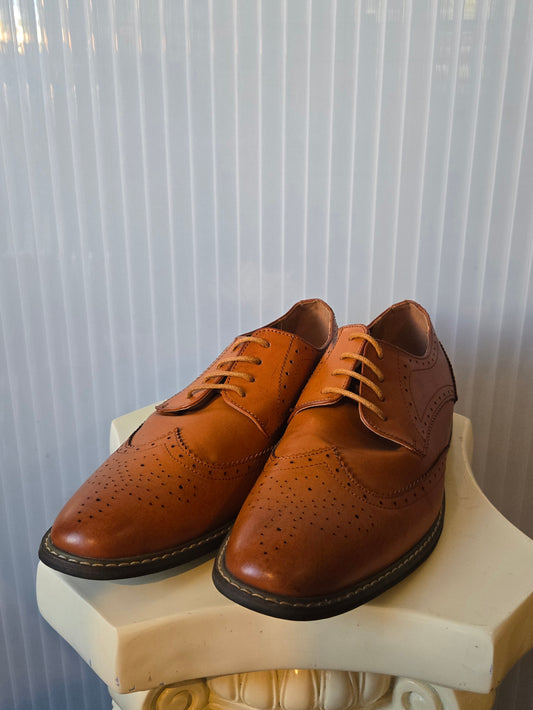Brown Leather Wingtip Dress Shoes