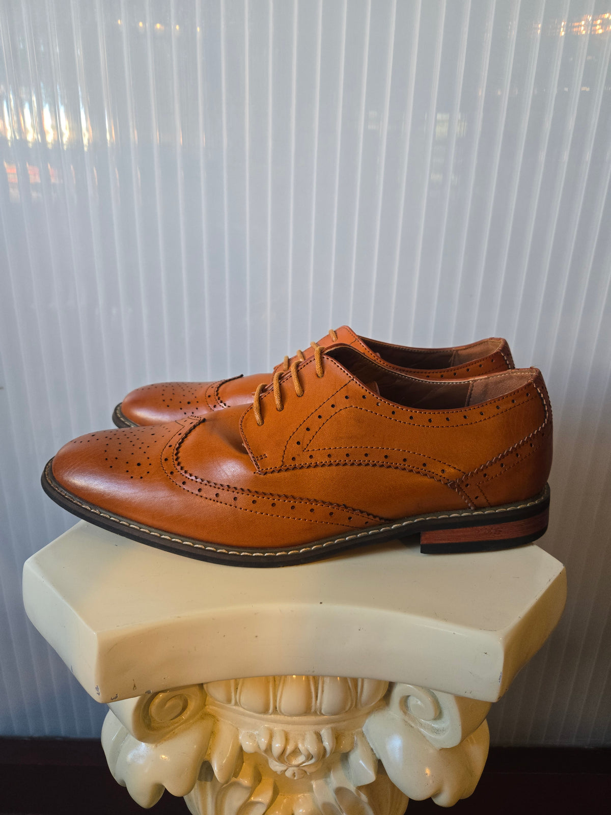Brown Leather Wingtip Dress Shoes