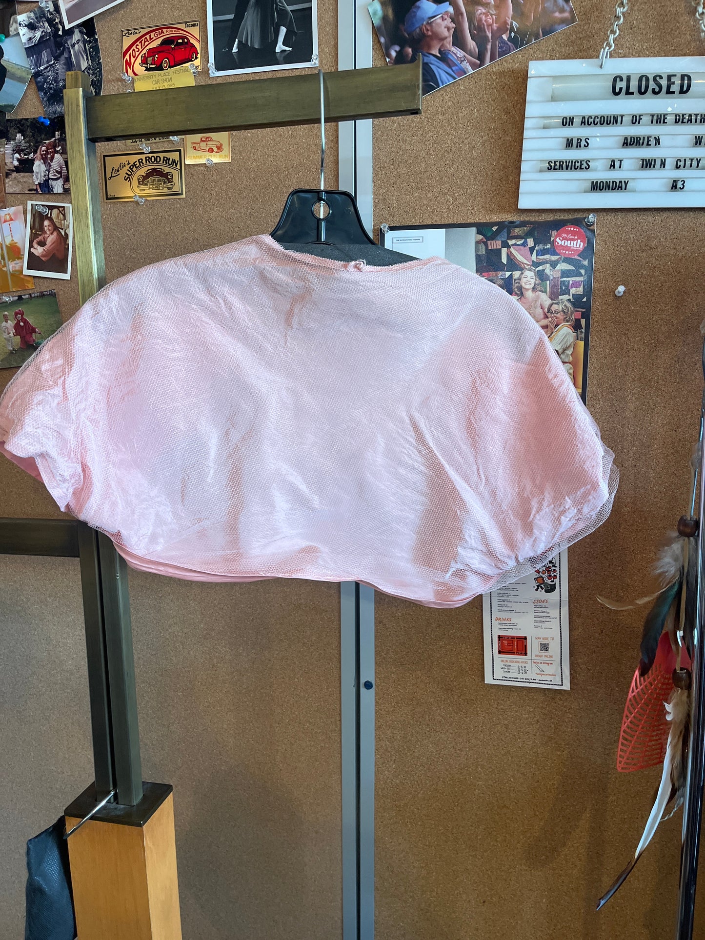 1950s Pink Prom Dress Capelet