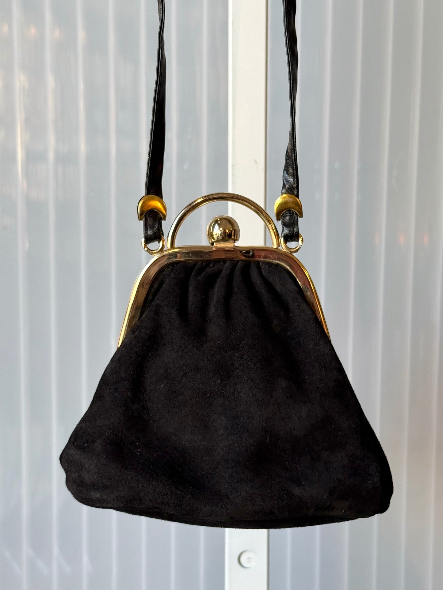 Black Italian Suede Pouch