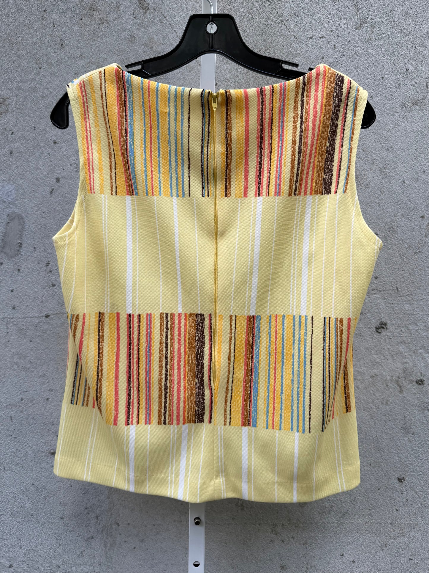 1970s Yellow Printed Tank and Collared Shirt Set