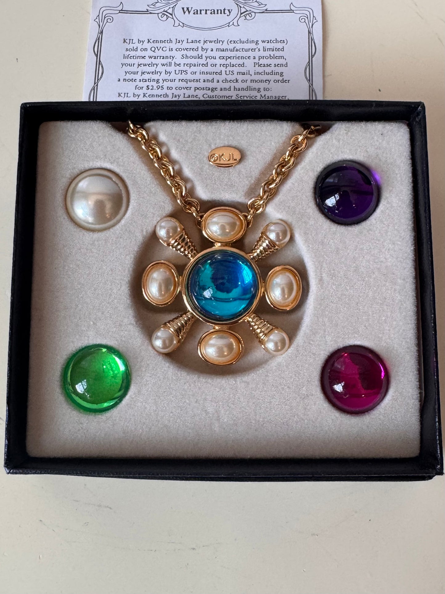 1960s KJL Necklace with Interchangeable Convertible Pendant