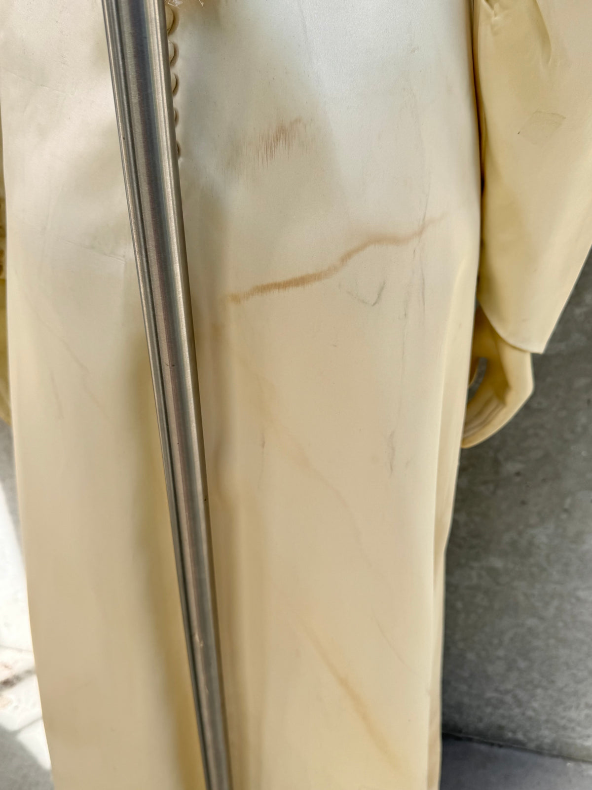 Late 1960s / Early 1970s Cream Satin & Lace Wedding Dress