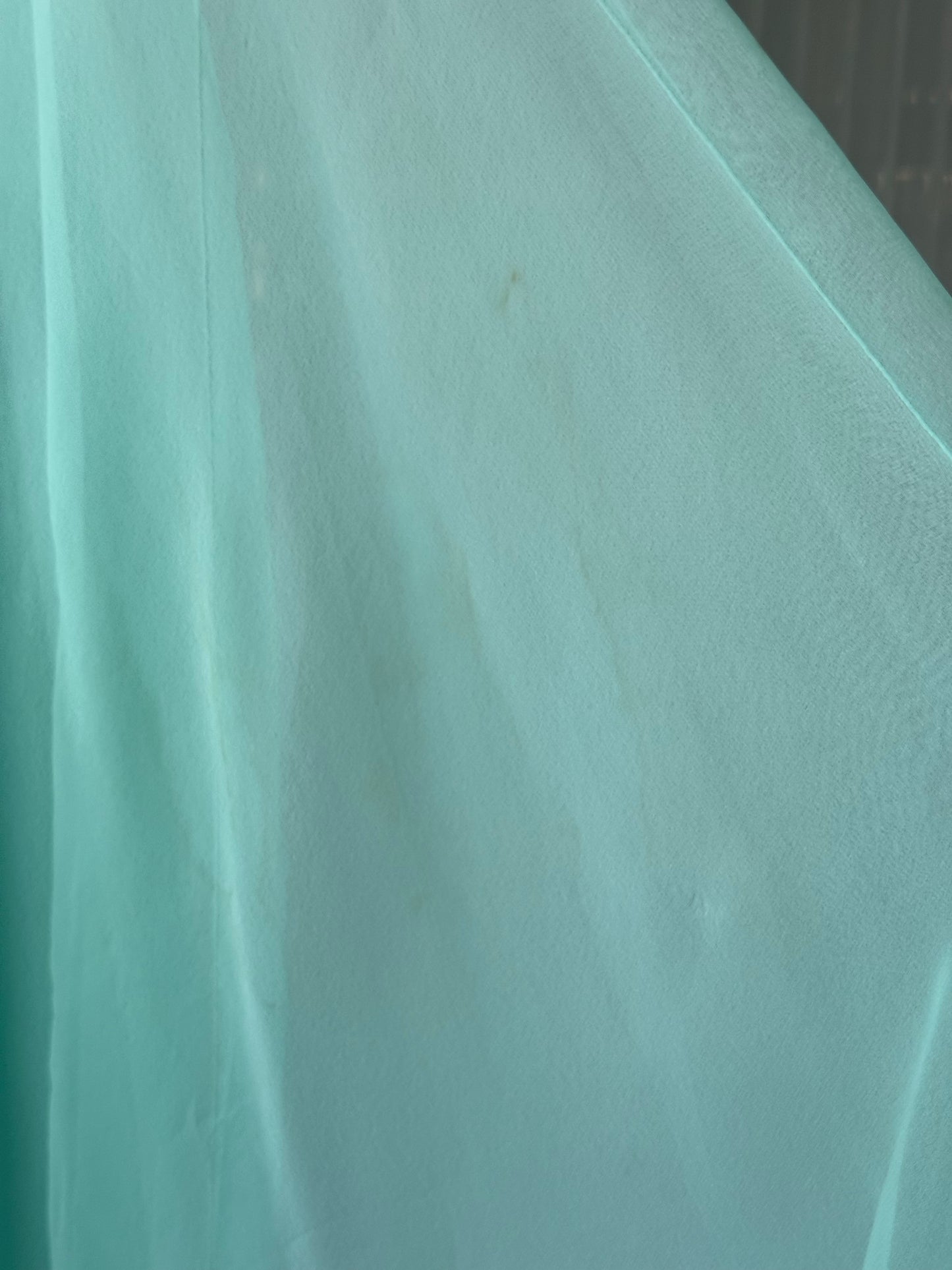 1970s Aqua Blue Empire Waist Flowing Evening Gown