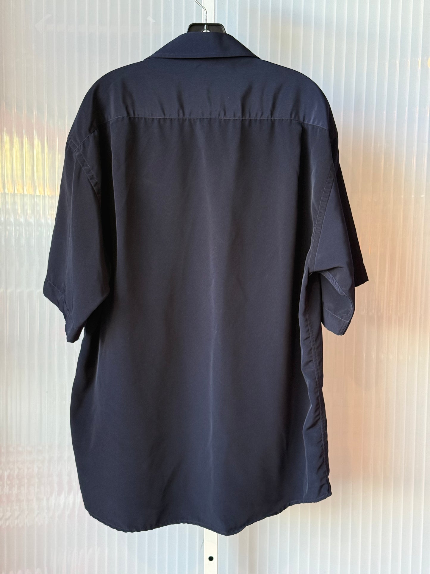 2000s Navy Versace Short Sleeve Button-Up Shirt