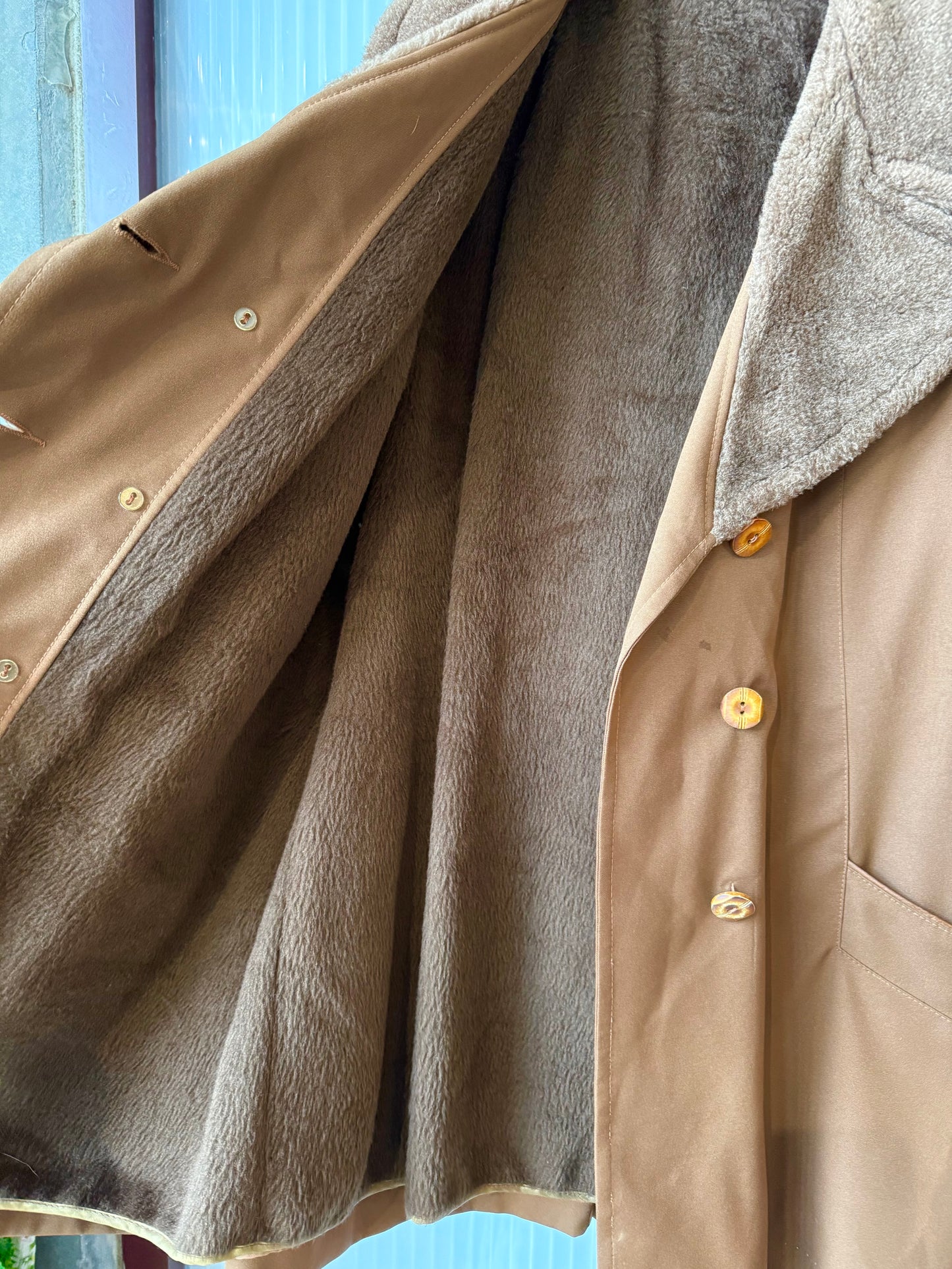 1970s Mocha Brown Coat w/ Faux Fur Lining