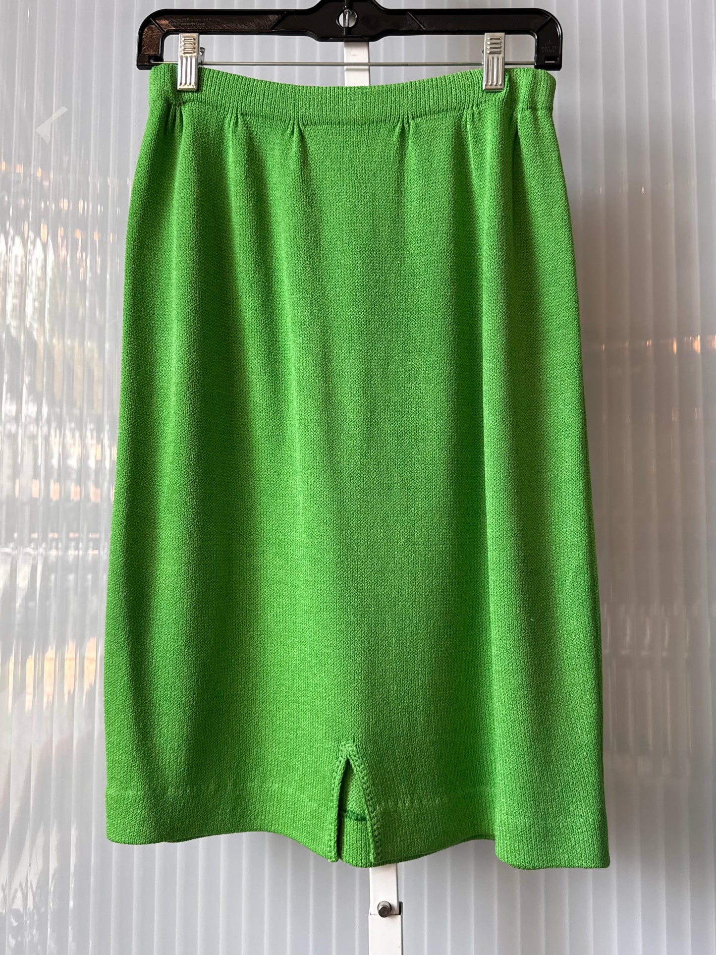1970s Saks Fifth Avenue Green Knit Cardigan & Skirt Set