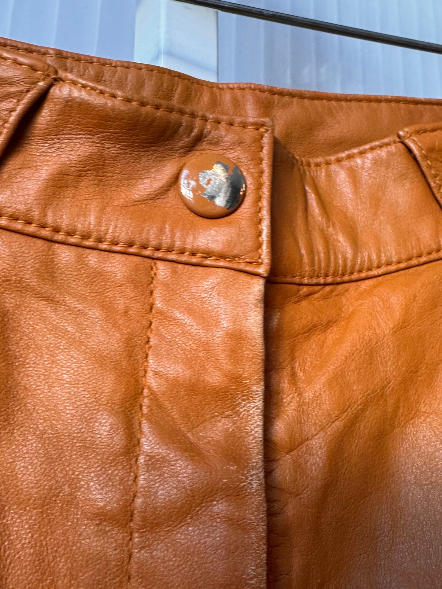 1980s Terracotta Brown Leather Pants