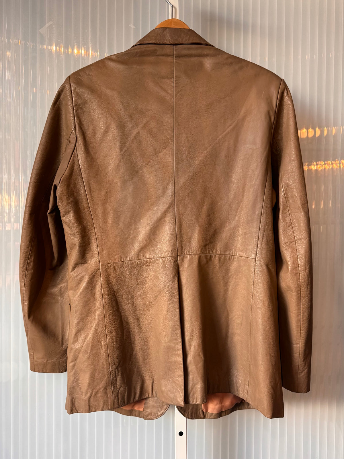 1970s Taupe Leather Blazer Jacket