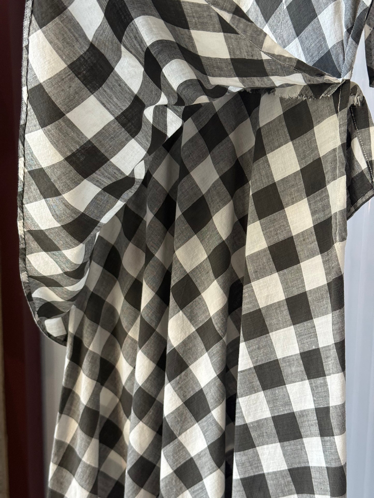 1970s Black & White Gingham Dress