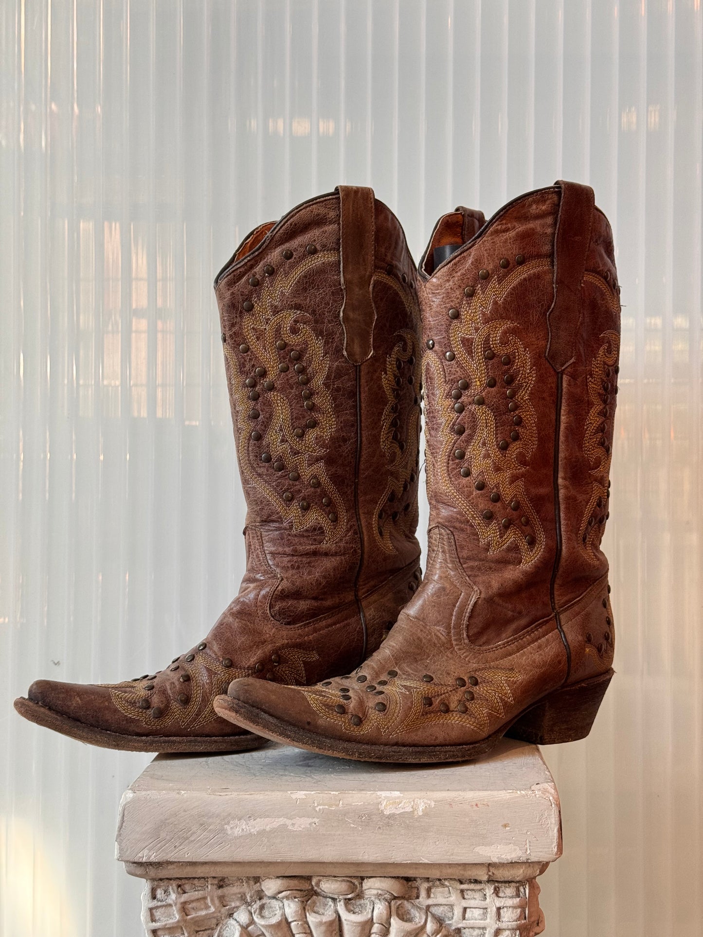 Gypsy Girl Studded Brown Western Boots