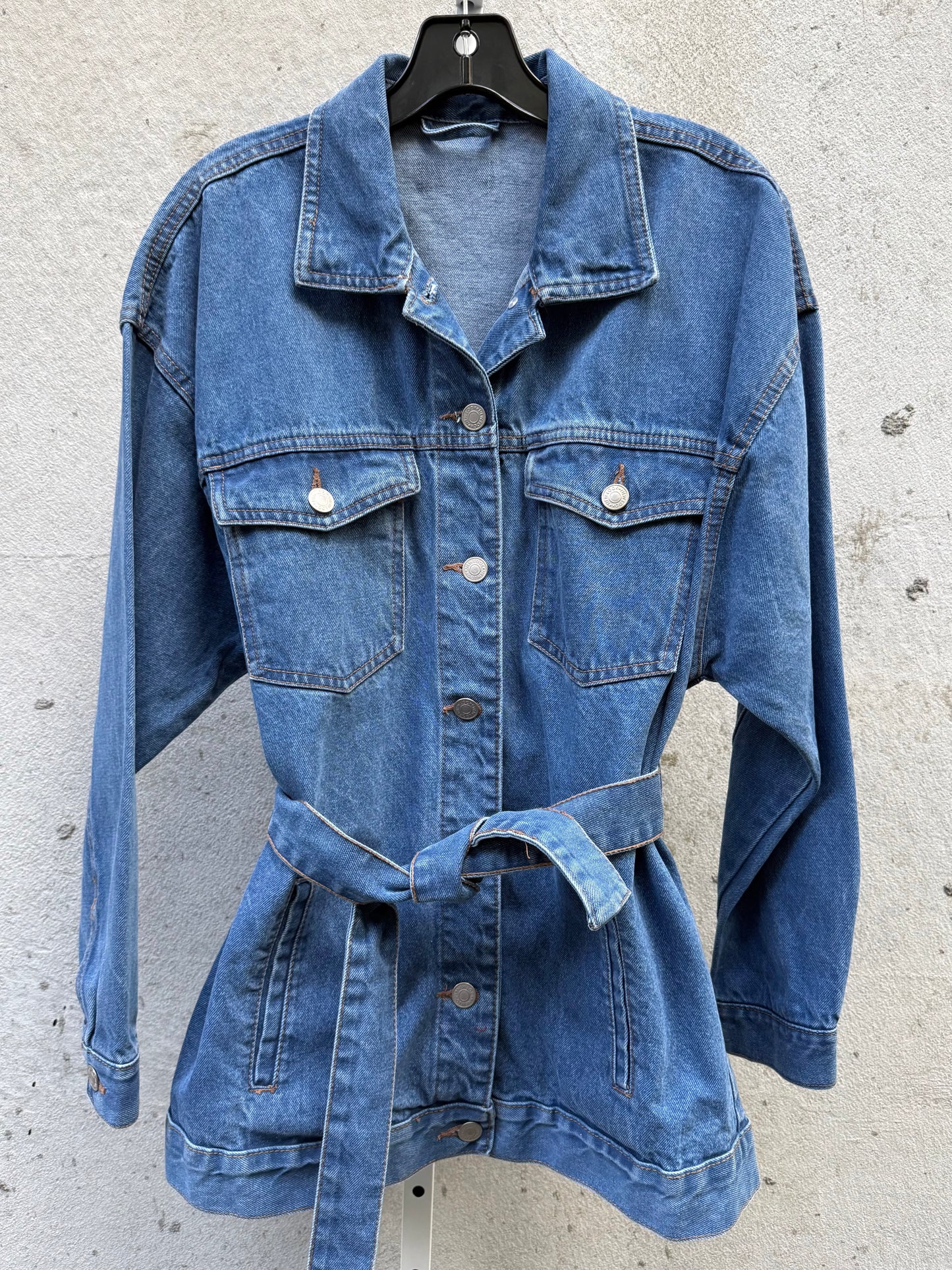 Denim Jacket with Waist Sash
