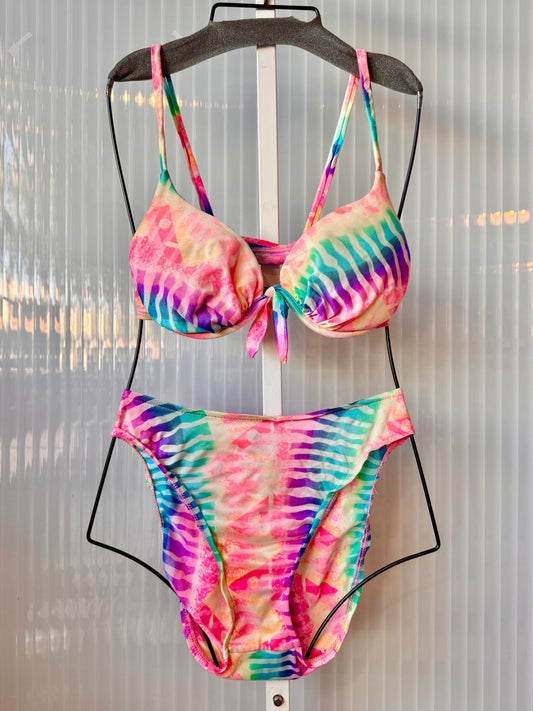 1990s Rainbow Zebra Bikini Set