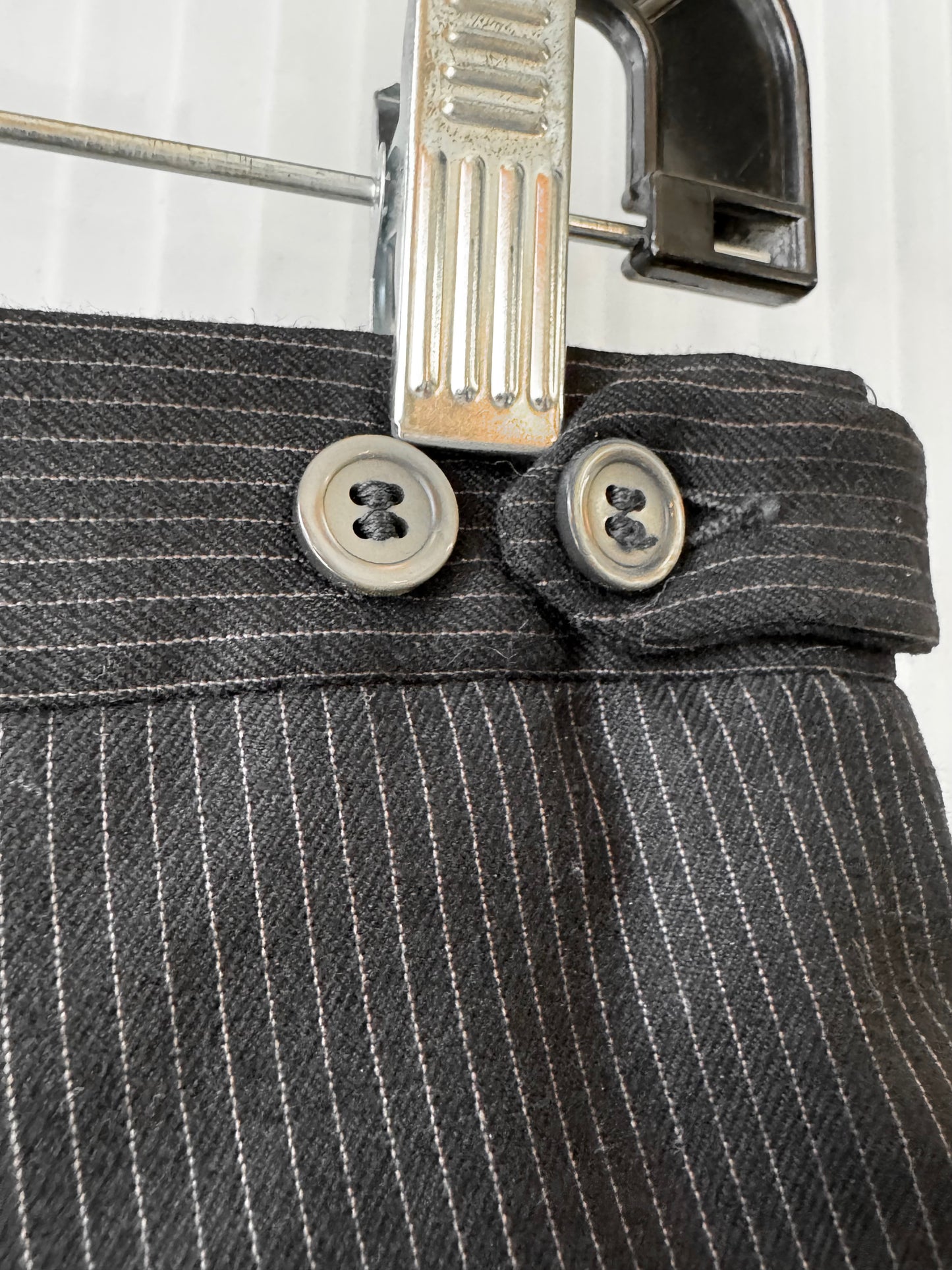 1990s does 1940s Black Pinstripe Blazer & Pants Wool Suit Set