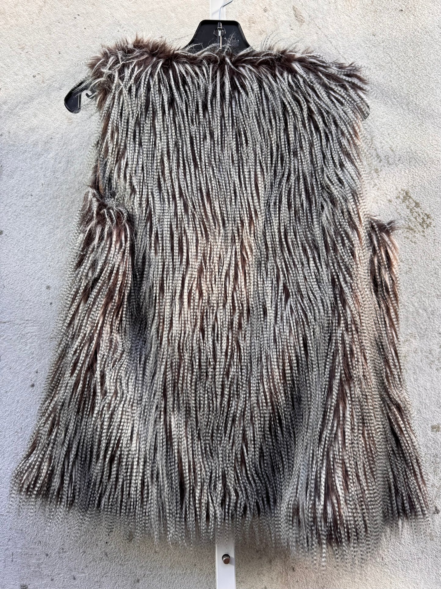 2000s Faux Raccoon-Striped Fur Vest