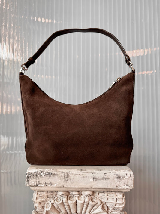 2000s Brown Suede Shoulder Bag