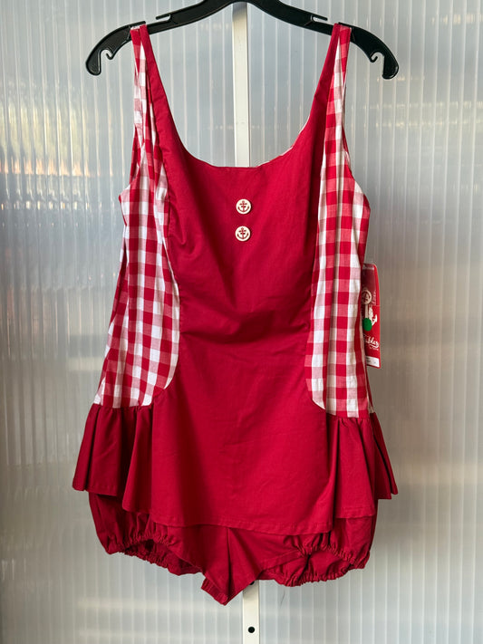 1960s Red & White Nautical Deadstock One-Piece Swimsuit
