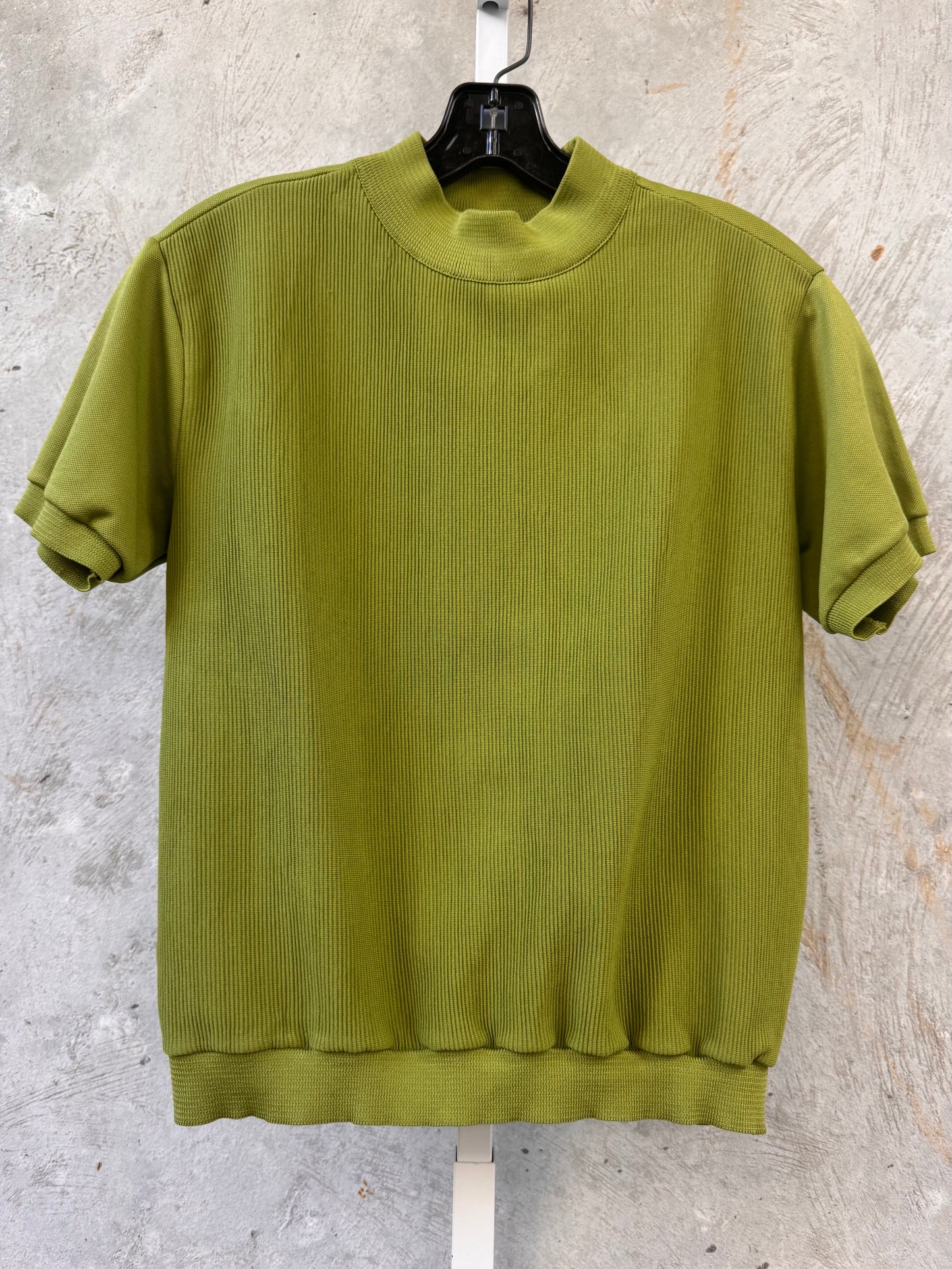 1970s Green Rib Knit Short-Sleeve Shirt