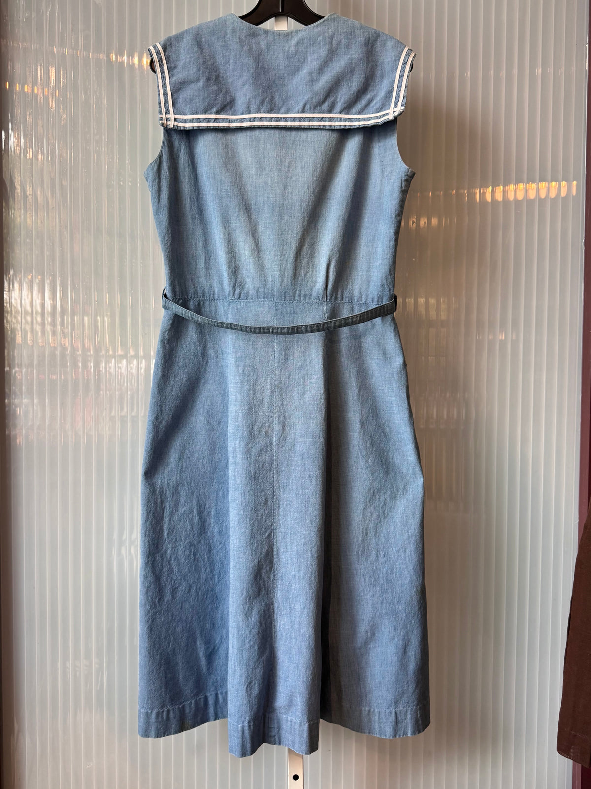 1980s does 1940s Blue Chambray Sailor Dress
