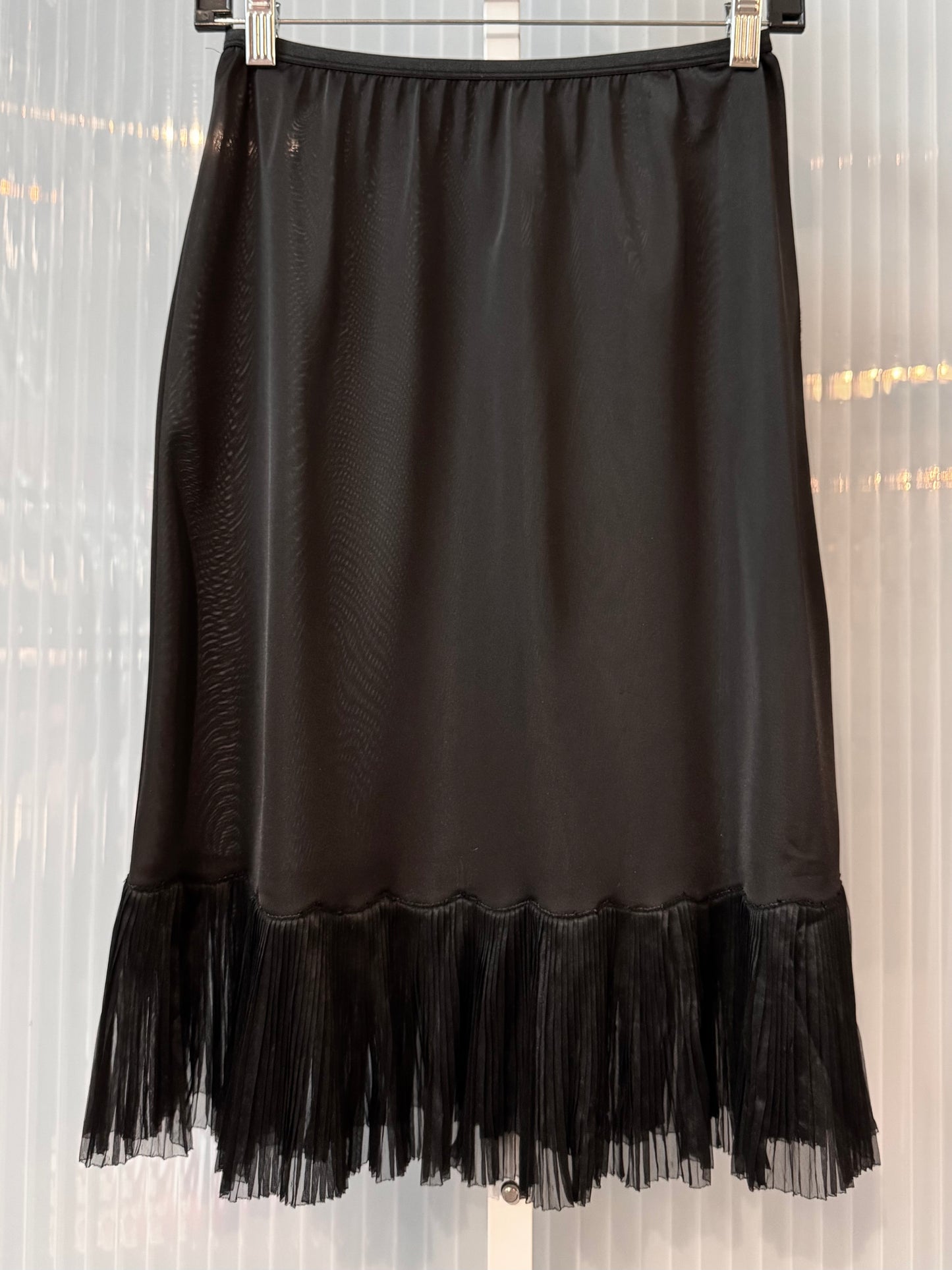 1950s Black Skirt Slip with Sheer Pleated Hem
