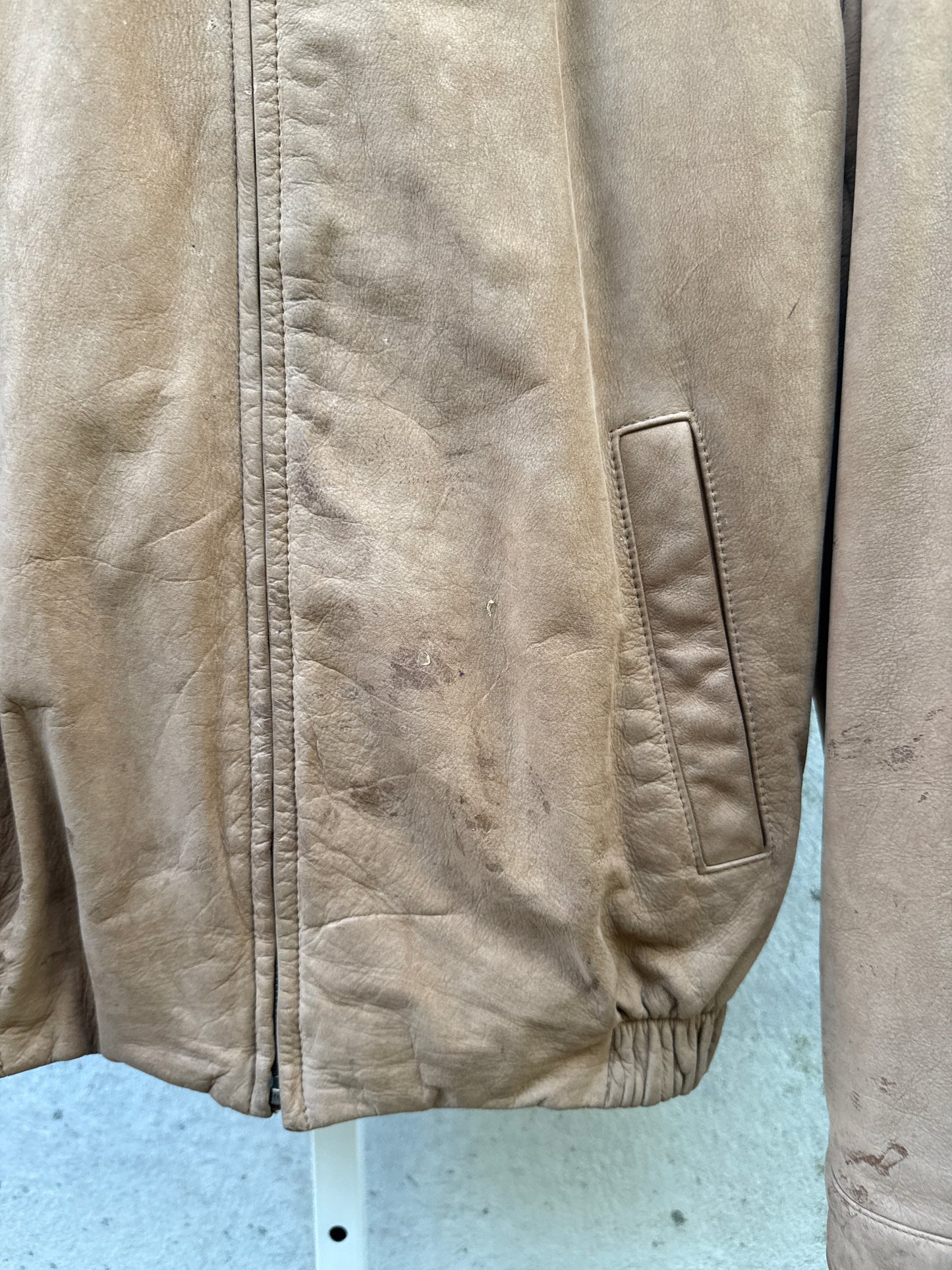 1990s Tan Suede Bomber Jacket