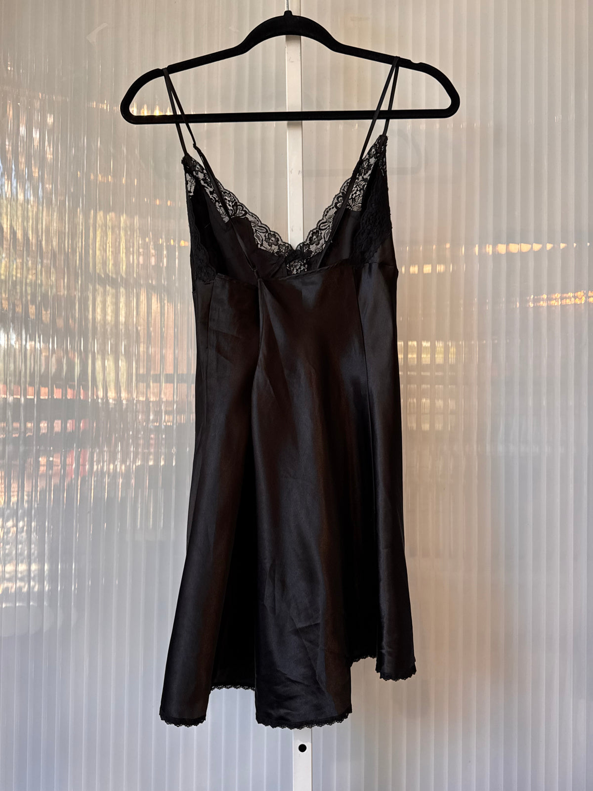 Y2K Black Satin Slip