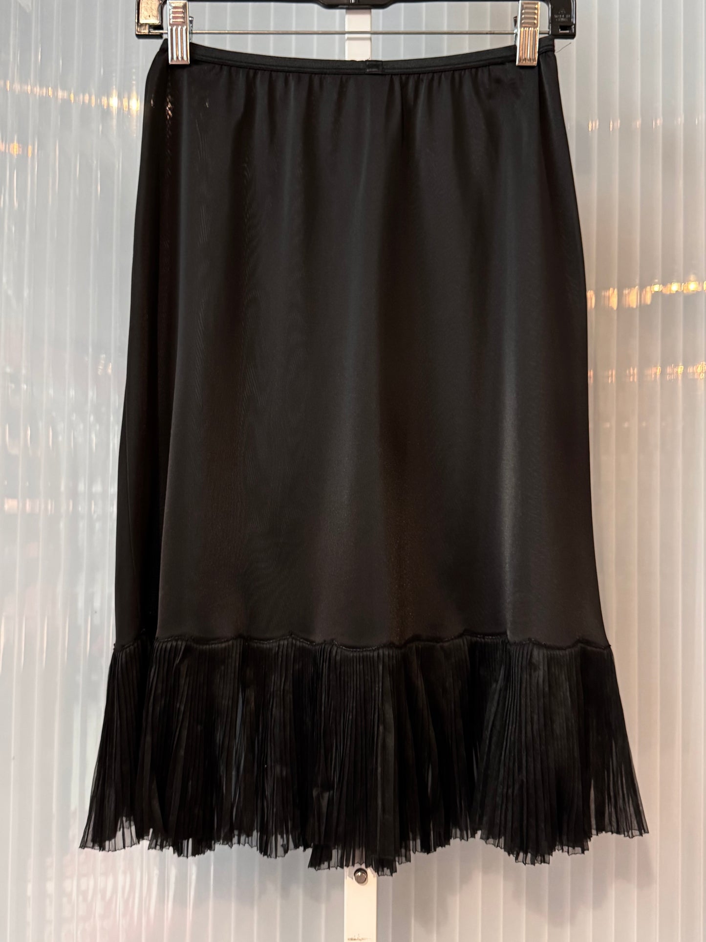 1950s Black Skirt Slip with Sheer Pleated Hem